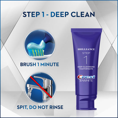 Crest 3D White Brilliance Daily 2-Step System, Toothpaste + Gel