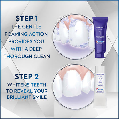 Crest 3D White Brilliance Daily 2-Step System, Toothpaste + Gel