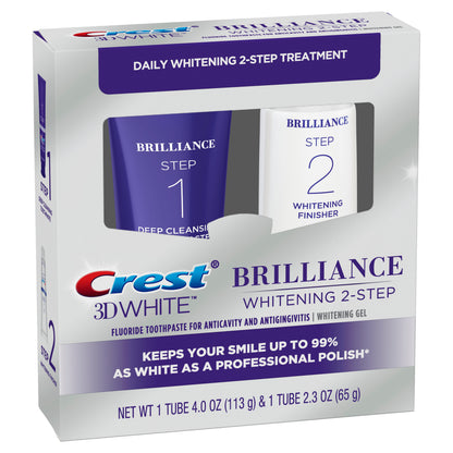 Crest 3D White Brilliance Daily 2-Step System, Toothpaste + Gel
