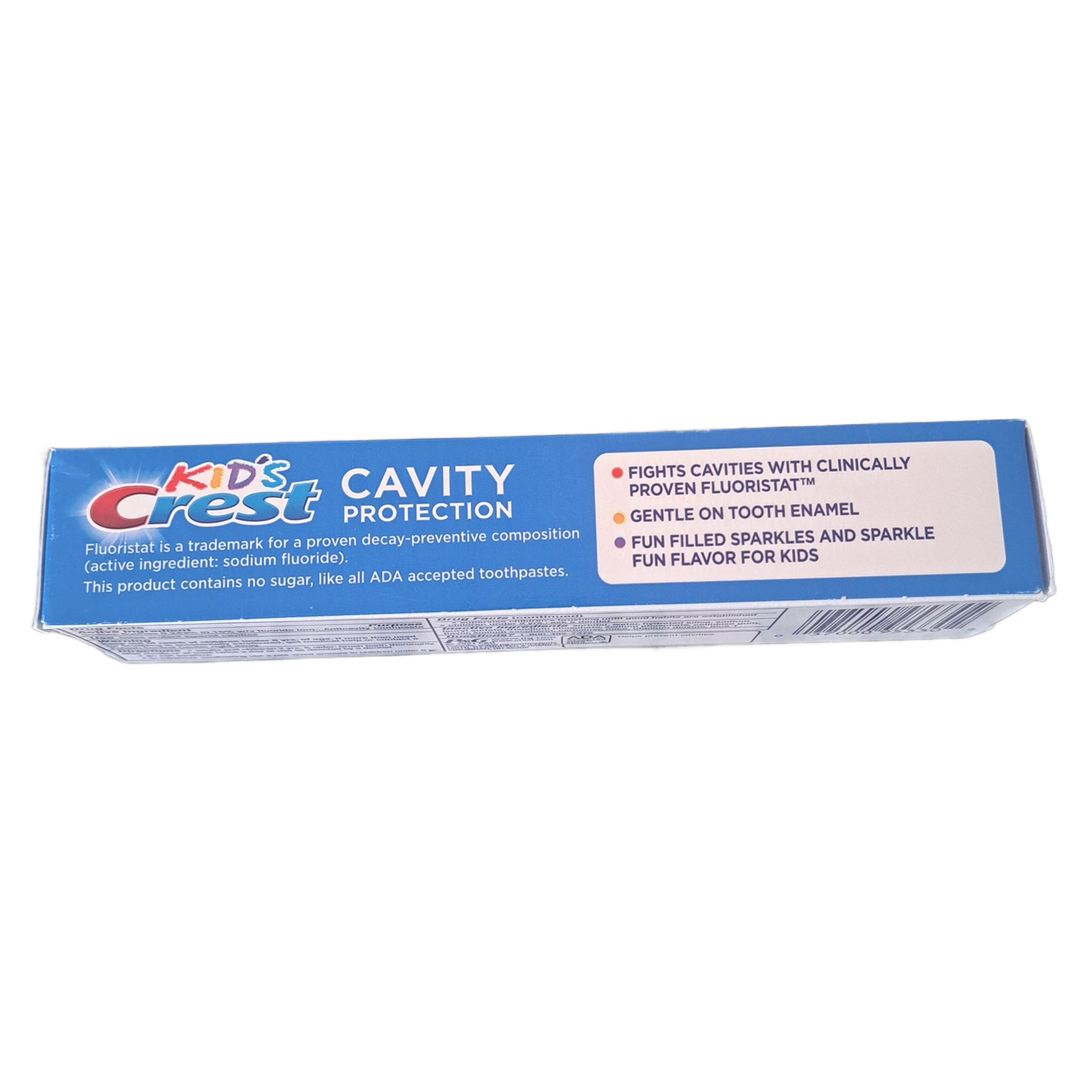 Crest Kids Cavity Protection toothpaste box on a white background