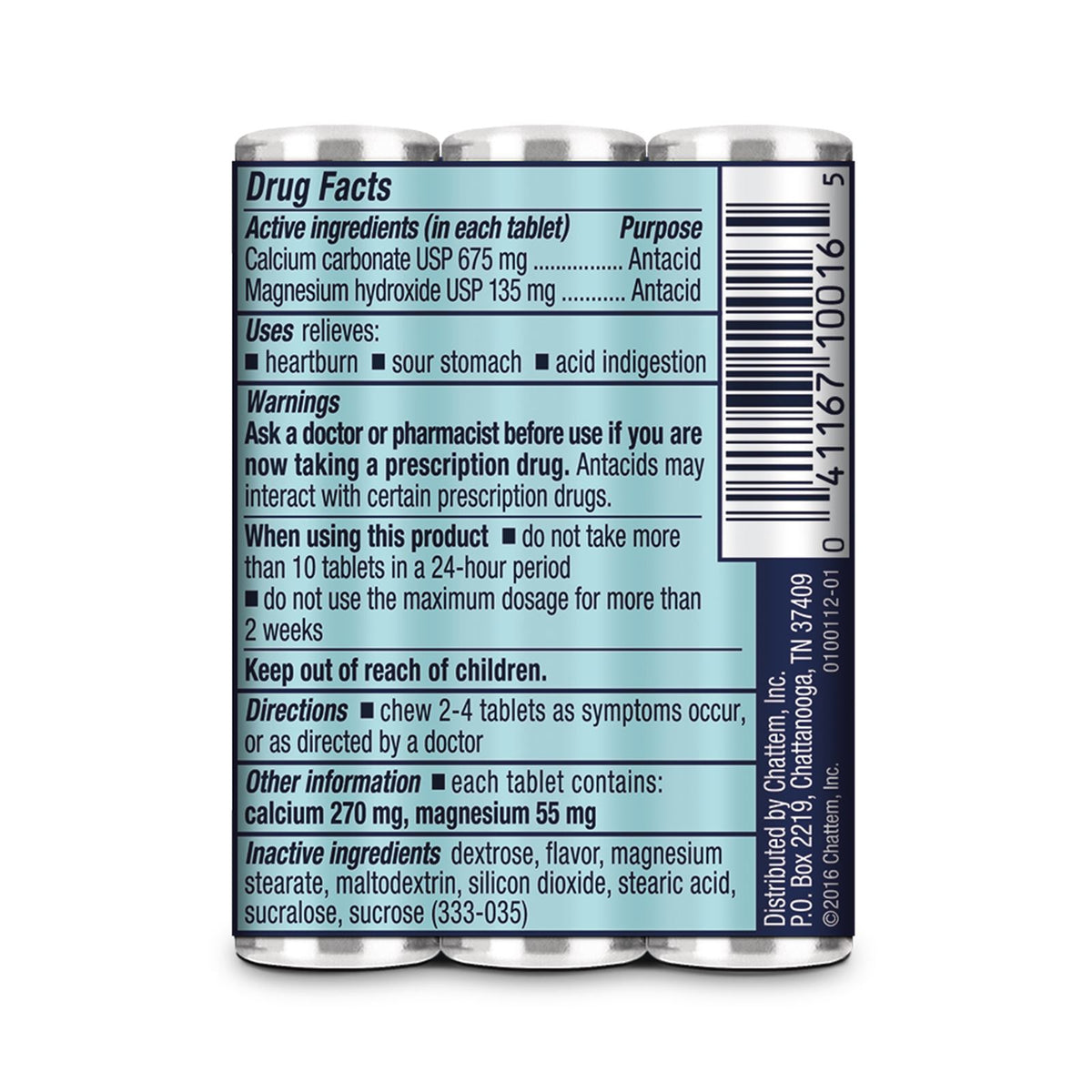 Rolaids Antacid, Mint, 3 Rolls (30 Chewable Tablets), Extra Strength