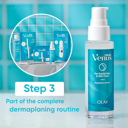 Gilette Venus For Facial Hair & Skin Care Hydration Serum, 45 ml (1.5 fl oz), Designed by Olay
