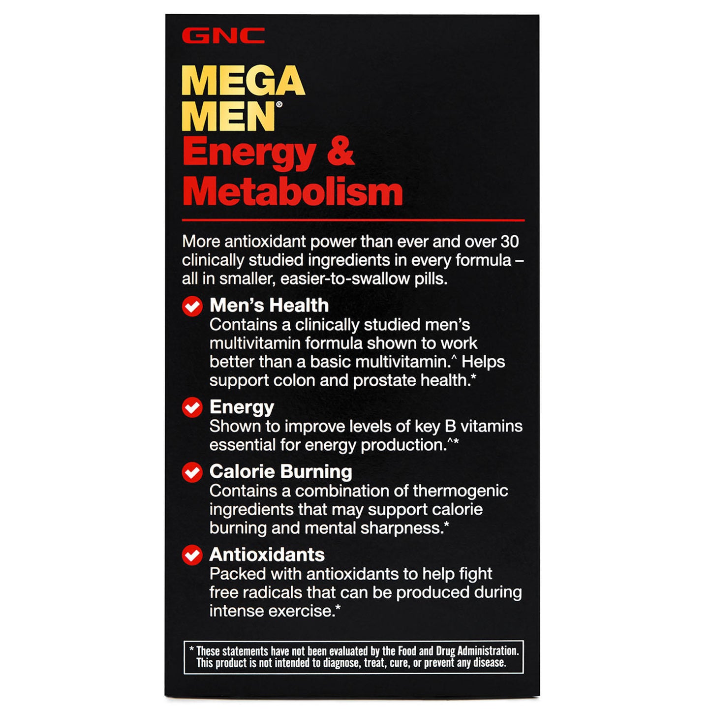 GNC Mega Men Energy & Metabolism Multivitamin, 180 Caplets