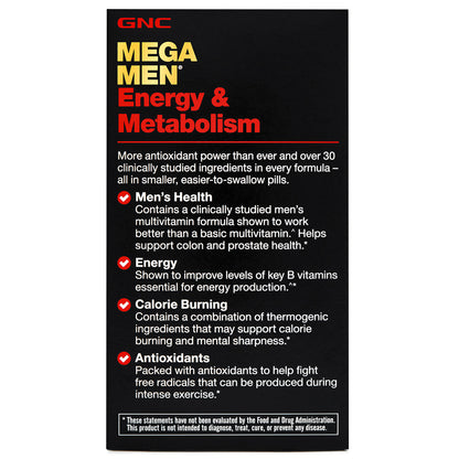GNC Mega Men Energy & Metabolism Multivitamin, 180 Caplets