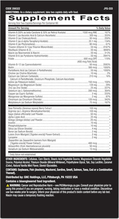 GNC Mega Men 50 Plus Multivitamin, Timed Release, 120 Tablets