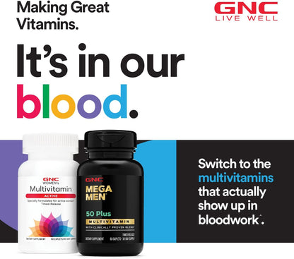 GNC Mega Men 50 Plus Multivitamin, Timed Release, 120 Tablets