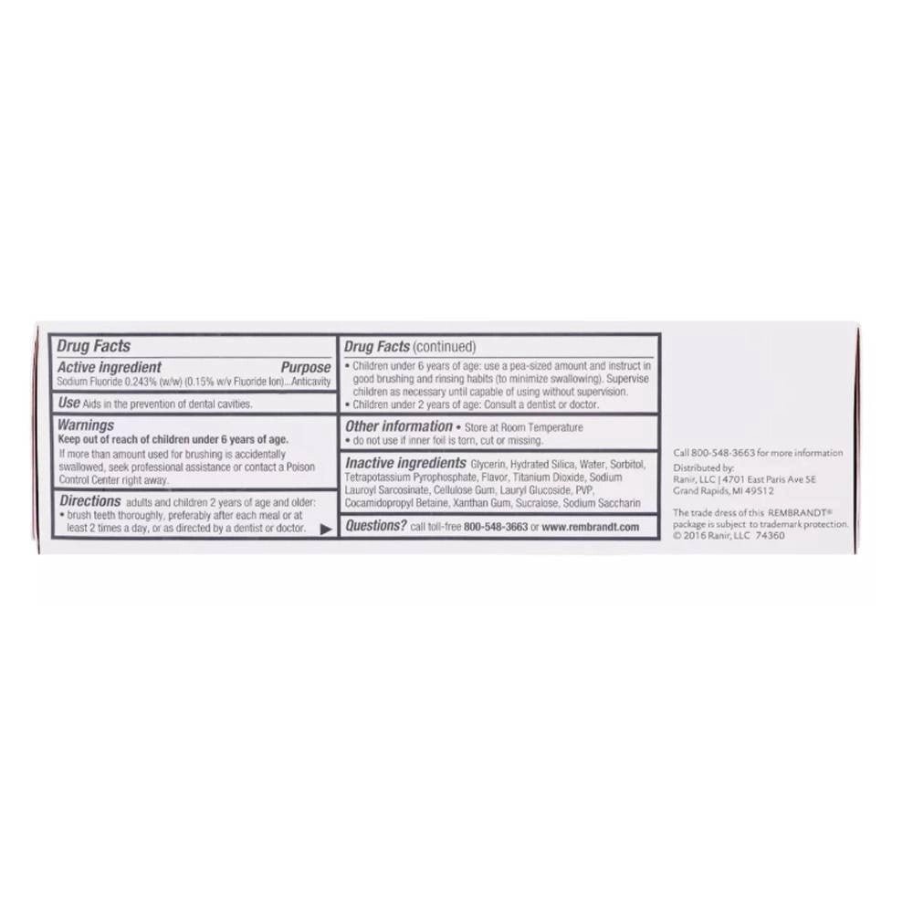 Rembrandt Intense Stain Whitening Toothpaste, Mint, 3.5 oz (99.2 g), 2-Pack