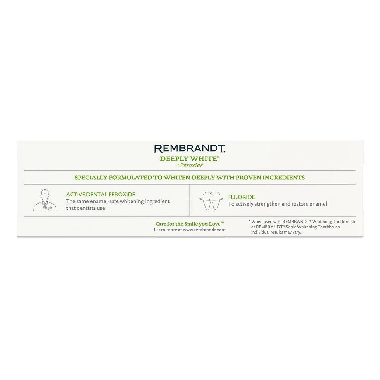 Rembrandt Deeply White + Peroxide Peppermint Toothpaste 3.5 oz/99.2 g (2 PACK)