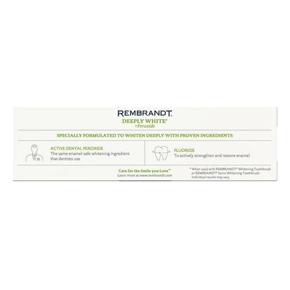 Rembrandt Deeply White + Peroxide Peppermint Toothpaste 3.5 oz/99.2 g (2 PACK)