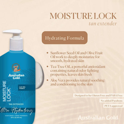 Australian Gold Moisture Lock Tan Extender Moisturizer 16 Fl Oz (473 mL)