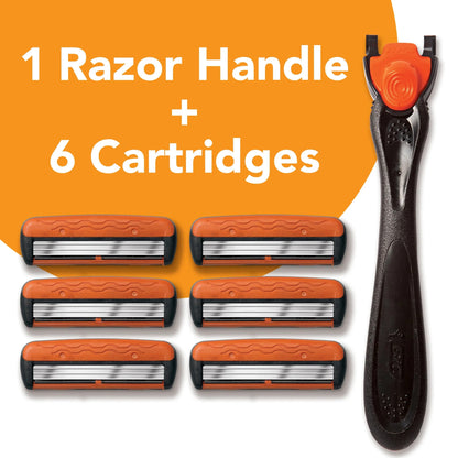 BIC Comfort3 Men's Refillable 3 Blade Razors, 1 Handle + 6 Cartridges