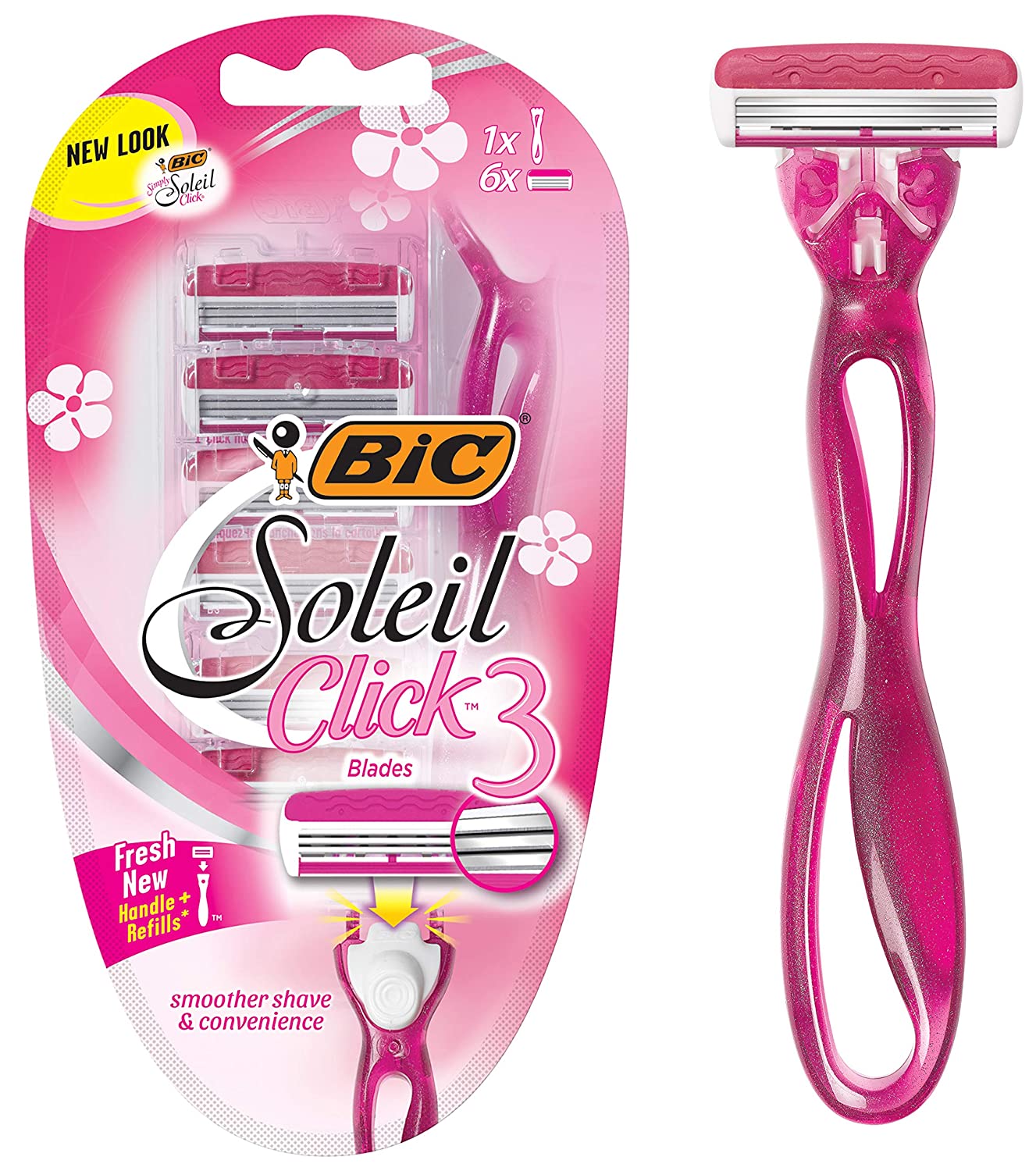 BiC Simply Soleil Click 3, Shaving Handle + 6 Razors.