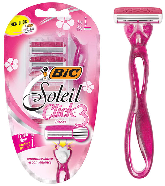 BiC Simply Soleil Click 3, Shaving Handle + 6 Razors.