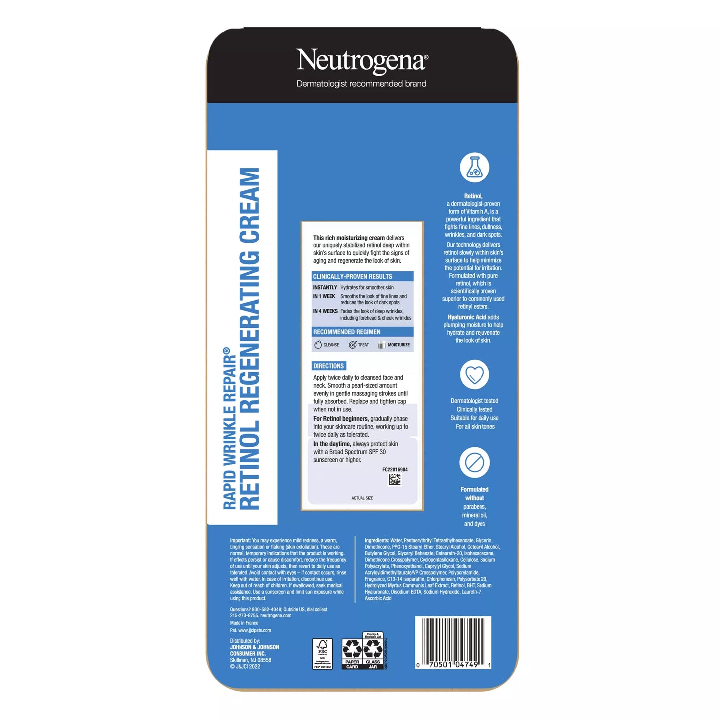 neutrogena rapid wrinkle repair retinol regenerating cream ingredients