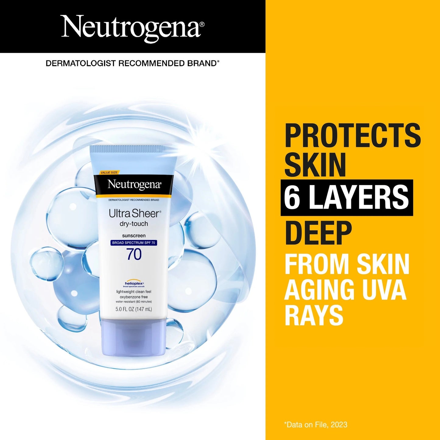 Neutrogena Ultra Sheer SPF 70 Sunscreen, 5 fl oz (147 ml)