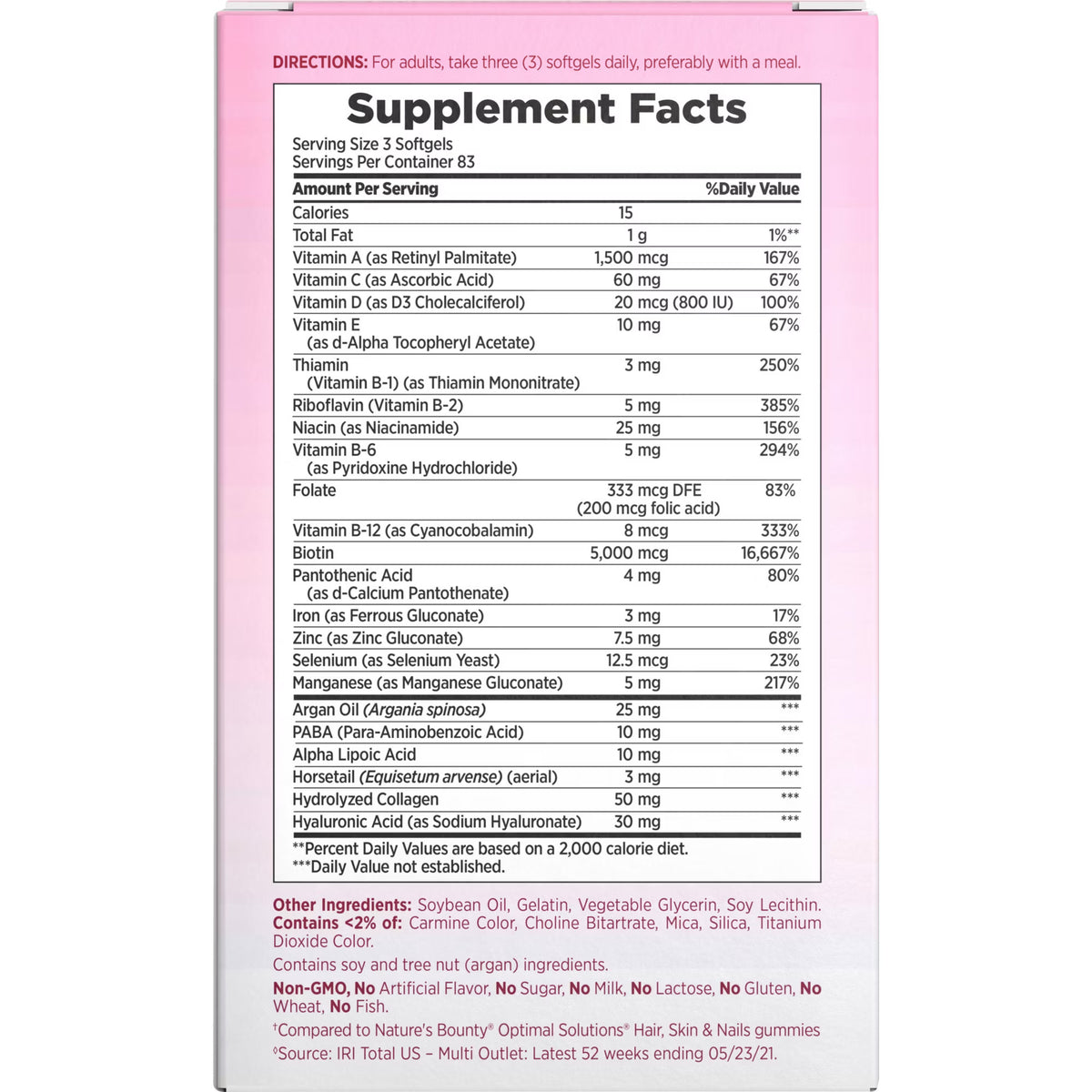 Nature's Bounty Extra Strength Hair Skin & Nails Softgels, 250 Softgels