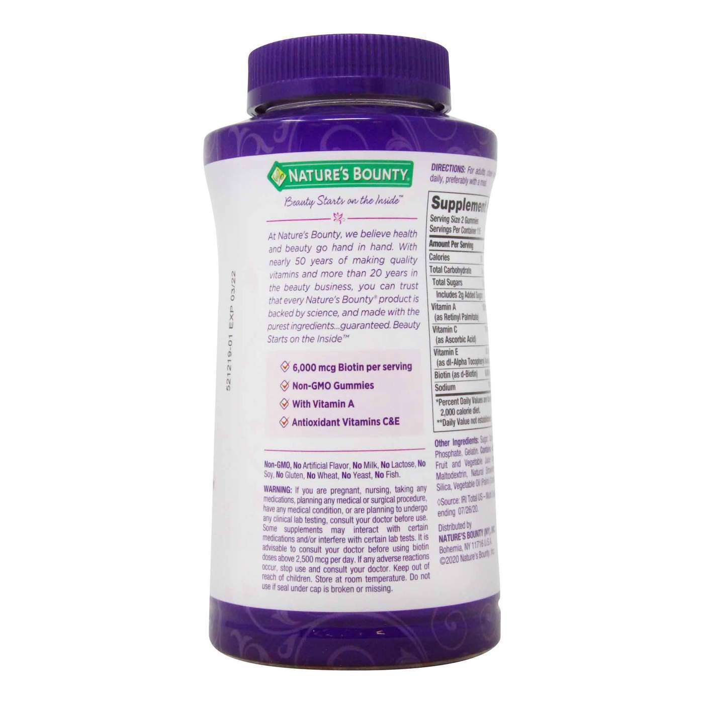 Nature's Bounty Advanced Hair, Skin & Nails Gummies, Strawberry, 230 Gummies