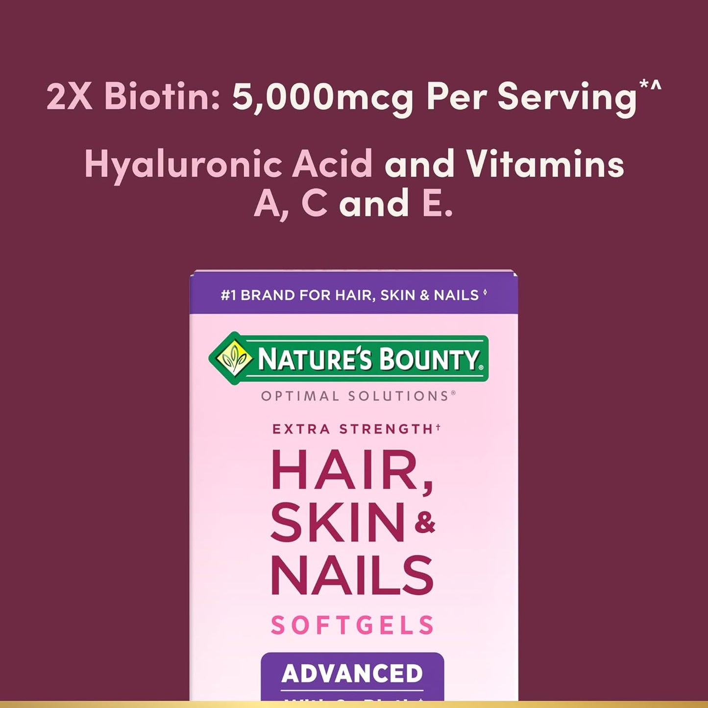 Nature's Bounty Optimal Solutions Extra Strength Hair, Skin & Nails, 150 Softgels
