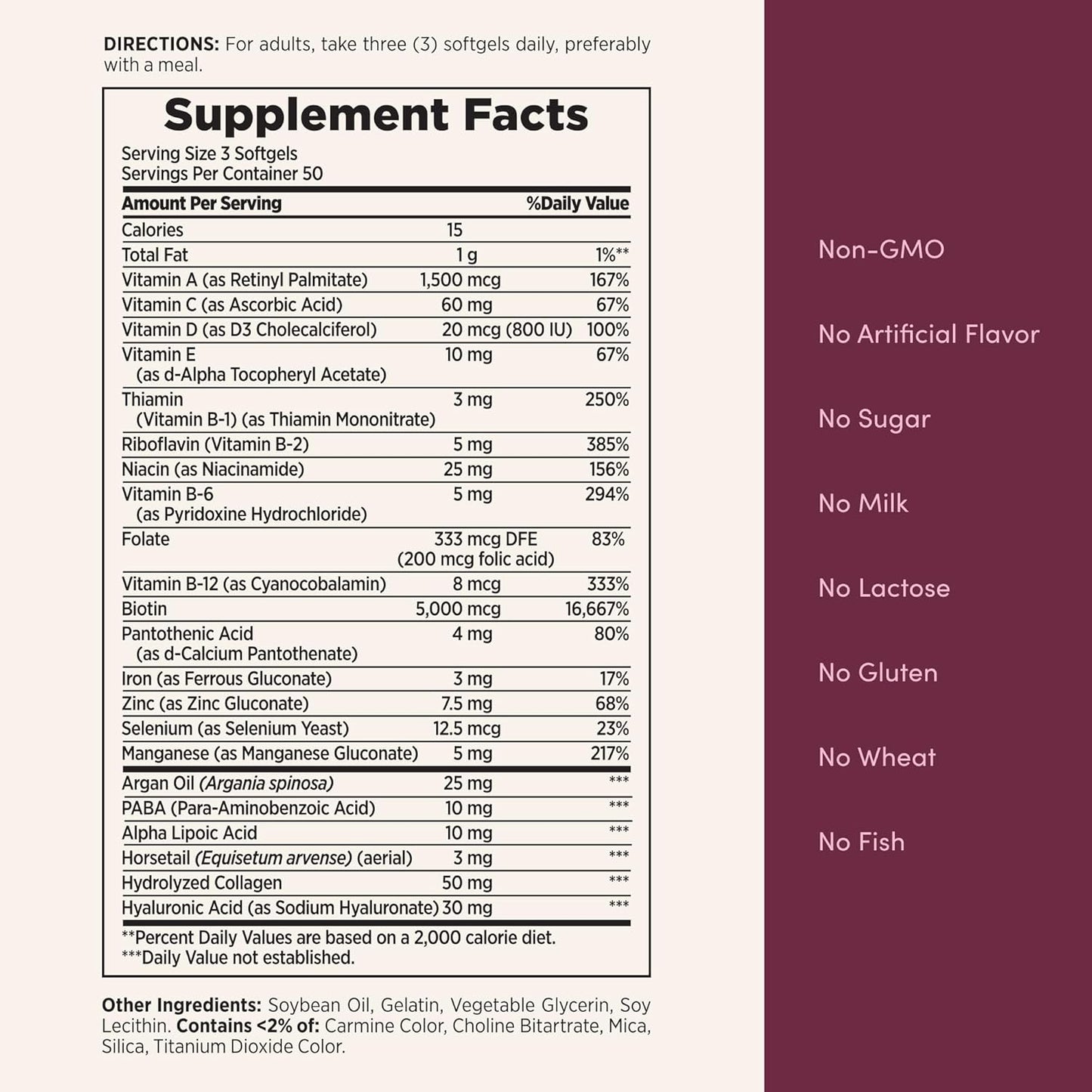 Nature's Bounty Optimal Solutions Extra Strength Hair, Skin & Nails, 150 Softgels