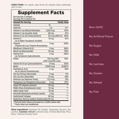 Nature's Bounty Optimal Solutions Extra Strength Hair, Skin & Nails, 150 Softgels