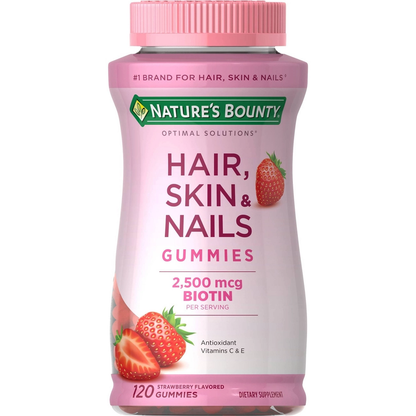 Nature's Bounty Hair Skin & Nails Gummies 120 Count, Strawberry