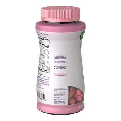Nature's Bounty Hair Skin & Nails Gummy Vitamins, Strawberry, 220 Gummies - Nature's Bounty Optimal Solutions