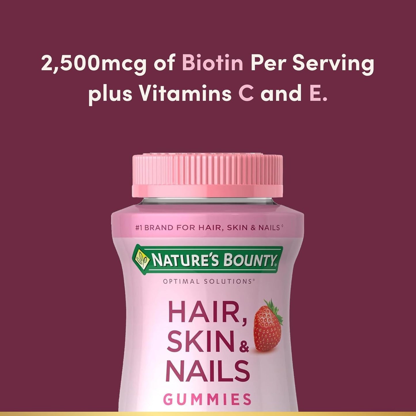 Nature's Bounty Hair Skin & Nails Gummy Vitamins, Strawberry, 140 Gummies