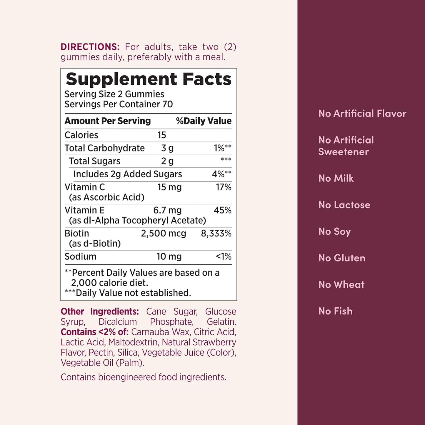 Nature's Bounty Hair Skin & Nails Gummy Vitamins, Strawberry, 140 Gummies