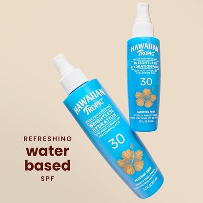 Hawaiian Tropic Weightless Hydration Face Sunscreen Mist, SPF 30, 2.1 FL OZ (62 mL)