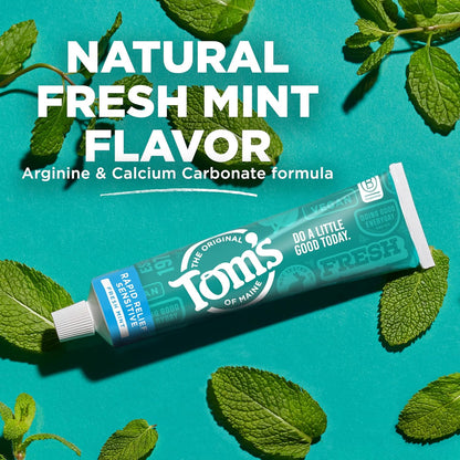 Tom's of Maine Rapid Relief Sensitive Fluoride-Free Toothpaste, Fresh Mint, 4 OZ (113 g)