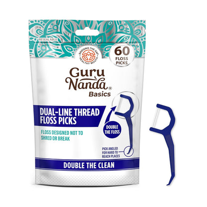 Guru Nanda Basics Dual-Line Thread Floss Picks, 60 Floss Picks