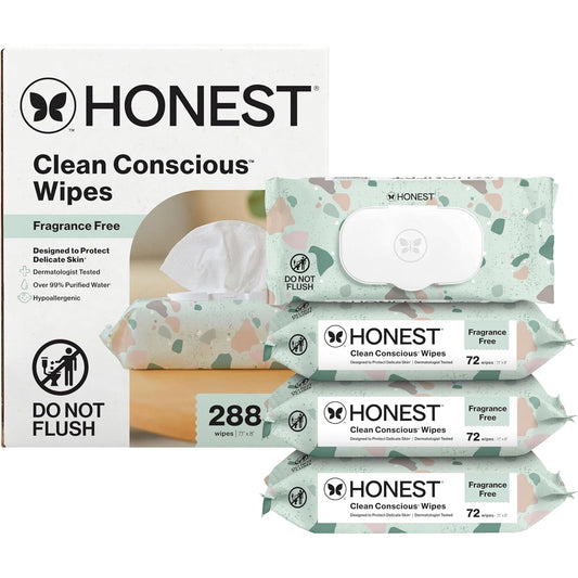 The Honest Company Clean Conscious Wipes, Geo Mood, 288 Wipes, Hypoallergenic & Fragrance Free