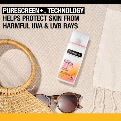Neutrogena Purescreen+ Mineral Invisible Daily Defense Face Liquid, SPF 30 Sunscreen, 1.4 FL OZ (40 mL)