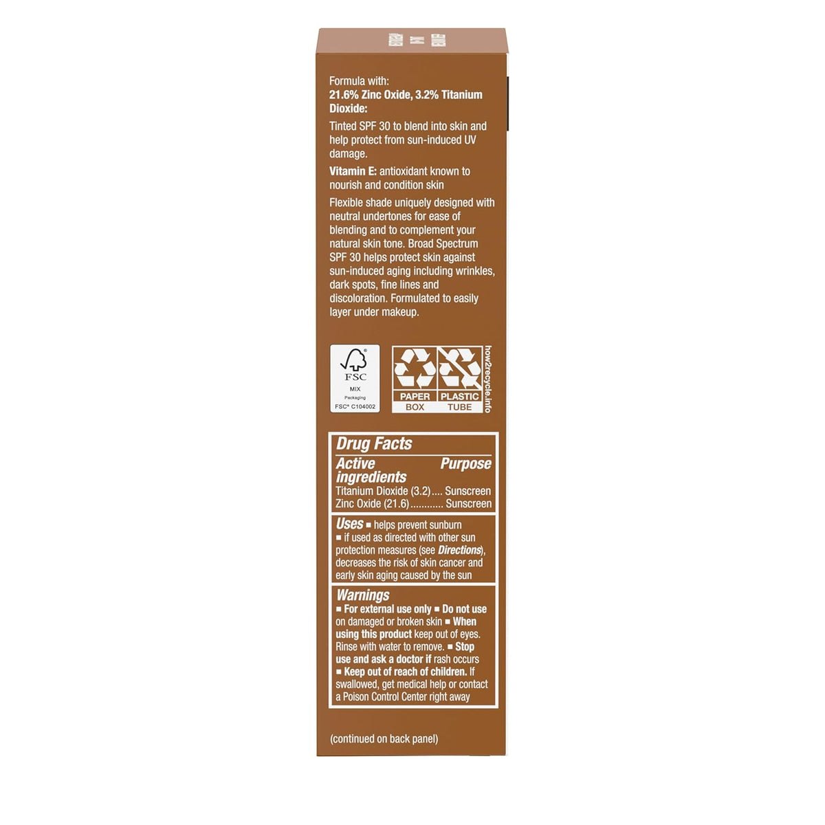 Neutrogena Purescreen+ Tinted Mineral Sunscreen for Face with SPF 30, Broad Spectrum with Zinc Oxide and Vitamin E, Medium Deep, 1.1 fl oz (32 mL)