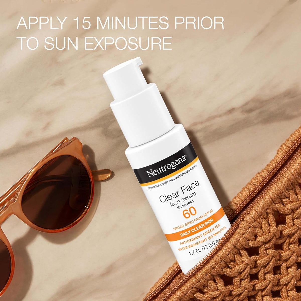 Neutrogena Clear Face SPF 60+ Sunscreen Facial Serum, 1.7 FL OZ (50 mL)