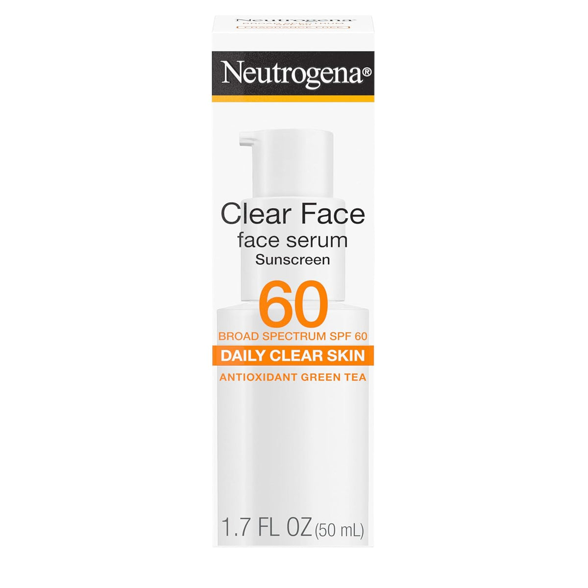 Neutrogena Clear Face SPF 60+ Sunscreen Facial Serum, 1.7 FL OZ (50 mL)