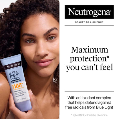 Neutrogena Ultra Sheer Dry-Touch Sunscreen Lotion, Max SPF 100+, 3 FL OZ (88 mL)