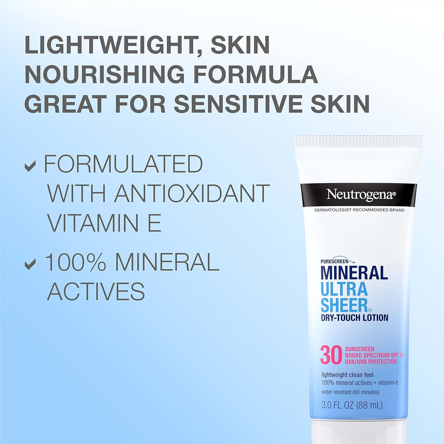 Neutrogena Purescreen Mineral Ultra Sheer Dry-Touch SPF 30 Sunscreen, 3 fl oz (88 ml)