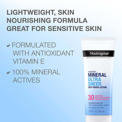 Neutrogena Purescreen Mineral Ultra Sheer Dry-Touch SPF 30 Sunscreen, 3 fl oz (88 ml)