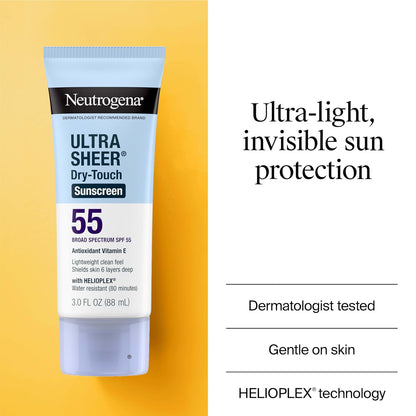 Neutrogena Ultra Sheer SPF 55 Sunscreen, 3 fl oz (88 ml)