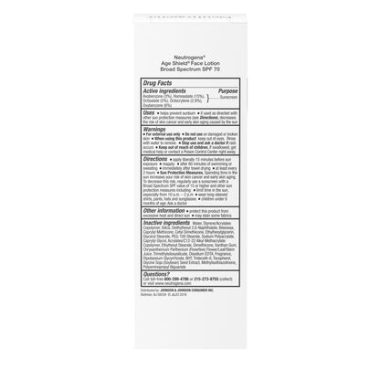 Neutrogena Age Shield Face Oil-Free SPF 70 Sunscreen, 3 Fl Oz (88 mL)
