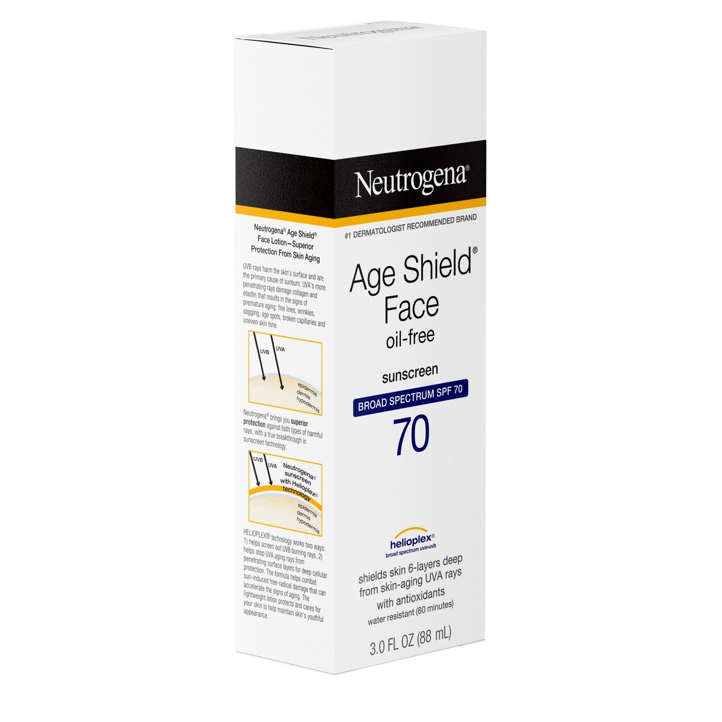 Neutrogena Age Shield Face Oil-Free SPF 70 Sunscreen, 3 Fl Oz (88 mL)