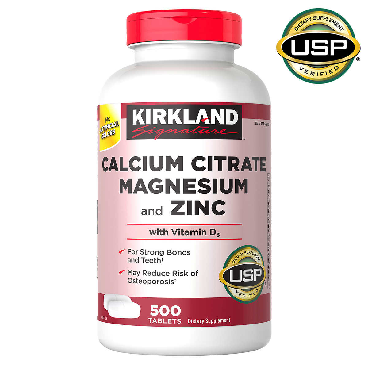 Kirkland Signature Calcium Citrate Magnesium Zinc and Vitamin D3, 500 Tablets