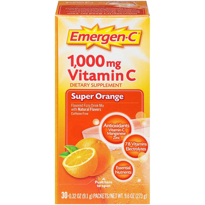 Emergen-C Super Orange 1000 mg Vitamin C Powder Mix, 30 Packets