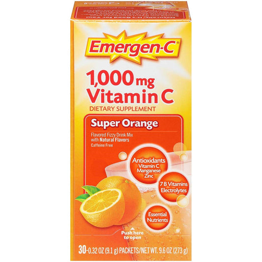 Emergen-C Super Orange 1000 mg Vitamin C Powder Mix, 30 Packets