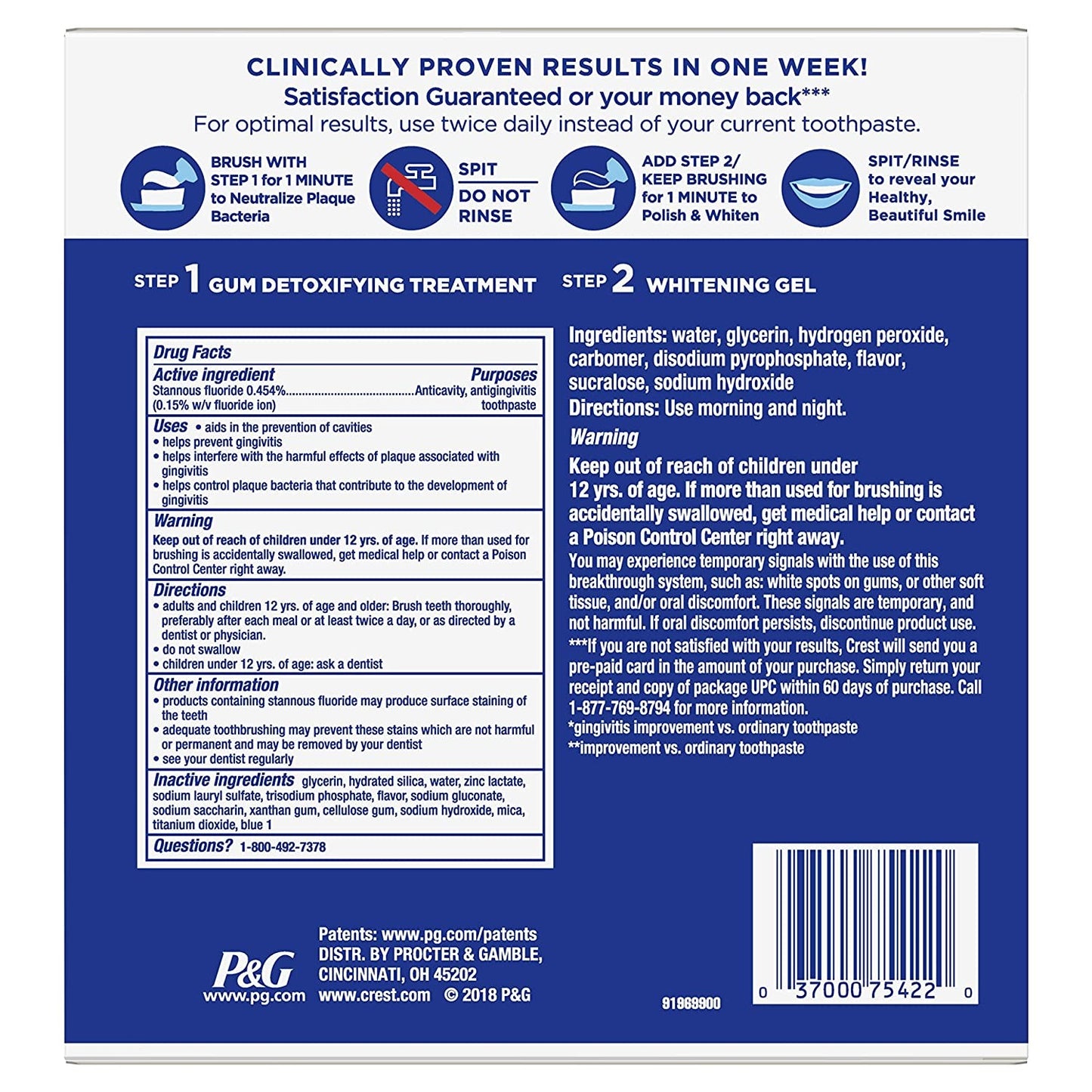 Crest Pro-Health Gum Detoxify Daily 2-Step System, Toothpaste + Gel