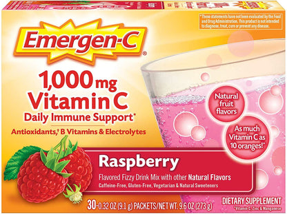 Emergen-C Rapsberry 1000 mg Vitamin C Drink Mix, 30 Packets