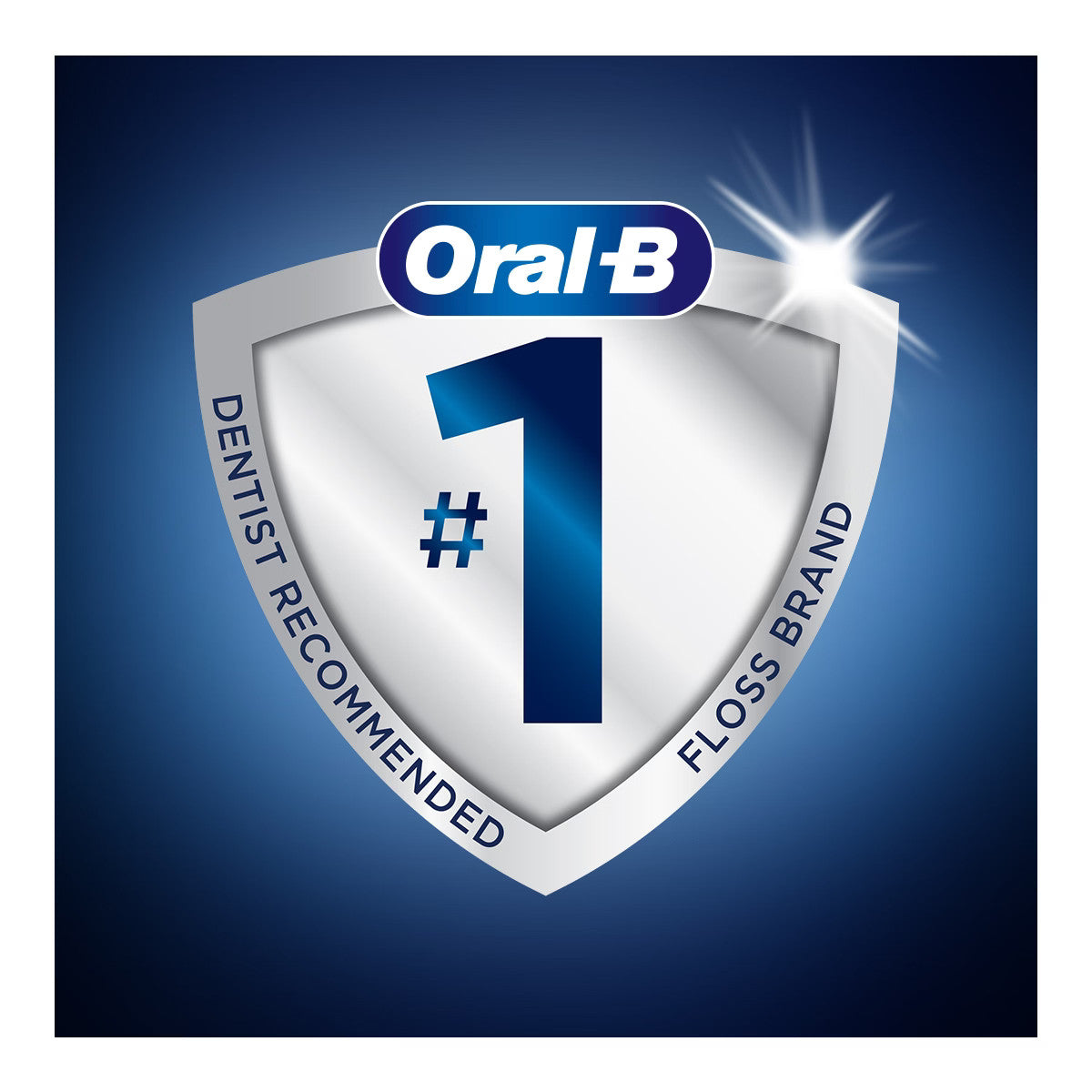 Oral-B logo on a shield with '#1' on a blue background