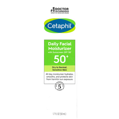 Cetaphil Daily Facial Moisturizer, SPF 50+, 1.7 fl oz (50 ml)