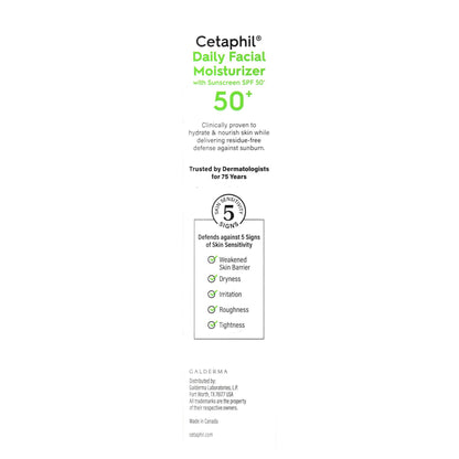 Cetaphil Daily Facial Moisturizer, SPF 50+, 1.7 fl oz (50 ml)